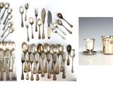 de nombreux types d'argenterie et de cuillères sur la table