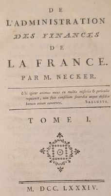 NECKER, "De l'administration des finances de la France", 178… - Photo 1