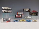 a lot of toy cars on display in a display case