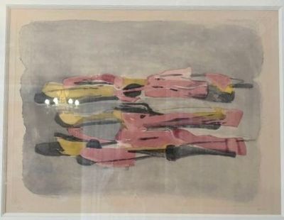 une photo d'un tableau représentant un groupe de chevaux roses