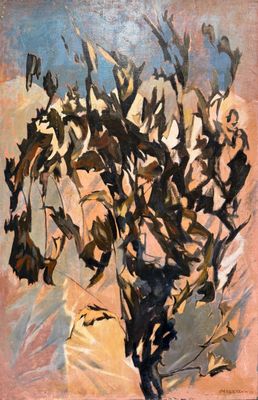 peinture d'une peinture d'un vase de fleurs sur une table