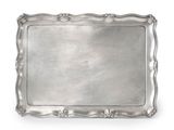 a silver tray with a decorative design on the edge