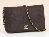 chanel brown quilted lambskin chain shoulder bag
