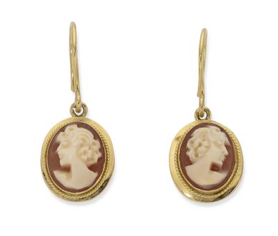 une image représentant une paire de boucles d'oreilles et le profil d'une femme