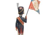 figurine of a soldier holding a flag and a flag pole