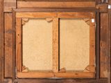 a picture of an old wooden cabinet with two doors