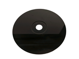 a black sink with a hole in the middle of it