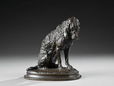 Emmanuel FREMIET (1824-1910) Epagneul assis