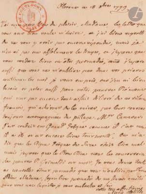 MARIE-clotilde de France. L.A.S., Florence 18 octobre 1799, …