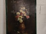 une image d'un tableau de fleurs dans un vase sur une table