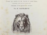 the front cover of a book with a drawing of a lion ' s head
