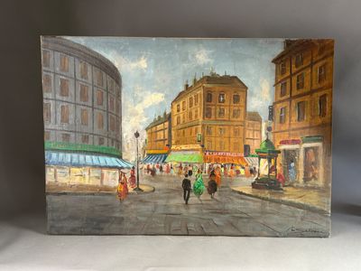 ECOLE XXème siècle. Rues de Paris, huile sur toile.