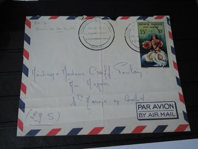 TIMBRES POLYNESIE Ob - LETTRE DU 8 SEPT 1966 (PAPEETE) …