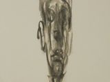 drawing of a man with a hat on his head and neck