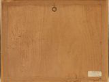 an image of a painting of a wooden frame with a ring on it