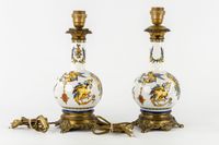Paire de lampes de table décoratives en faïence, montées sur… (photo 3)