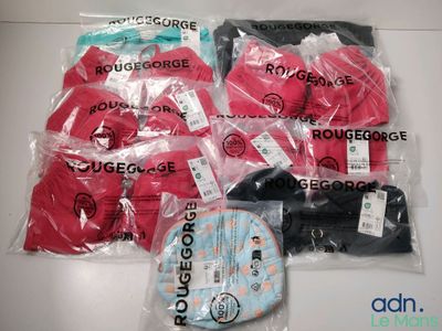 a lot of red and black items in the bag