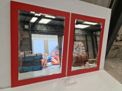 Lot de 2 miroirs muraux encadrés rouge, dimensions 50 x 65 c…