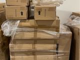 many boxes stacked on top of each other on a pallet