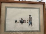 a picture of a picture of a man and a woman on the beach