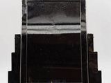an image of a black art deco table with a glass top