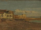 une image représentant un tableau d'une ville au bord de l'eau