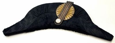 une image représentant un chapeau noir orné d'une plume