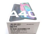 the box of the samsung a40 is open on a white surface