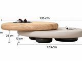 diagram of a table with a wooden top and a metal base