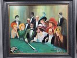 a painting of a group of people sitting at a poker table