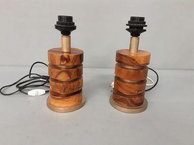 Paire de lampes en bois à 4 anneaux et monture en métal (un …