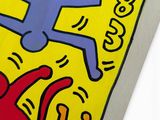 graffiti painting of a person falling off a skateboard with a cat on it