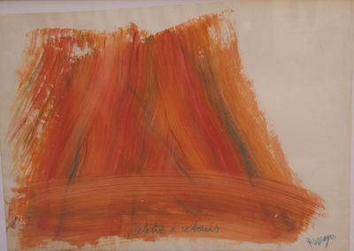 an image of a painting of orange and red paint on a piece of paper
