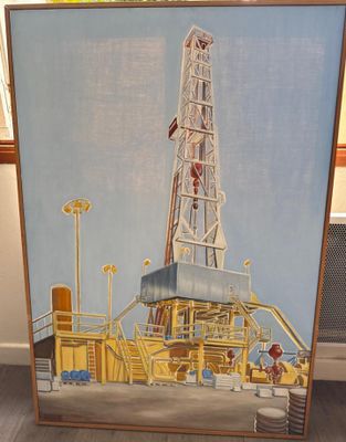 a picture of an oil painting of an oil rig