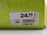 a green box with a black and white label on it
