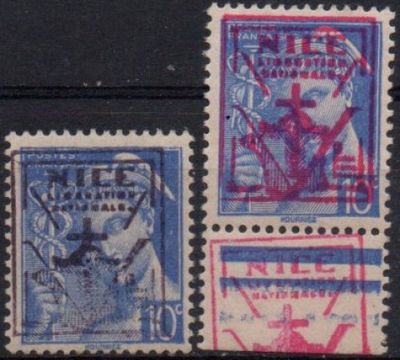 three stamps with a picture of a man and a woman on them