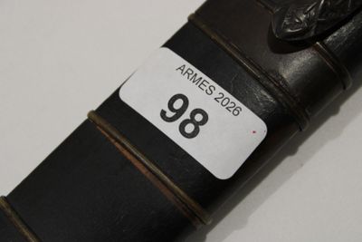 Couteau de ceinture, manche bois quadrillé, lame droite enti…