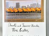 a picture of a postcard with a picture of orange flags