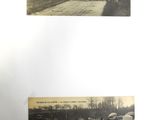 two pictures of people riding horses on a dirt road