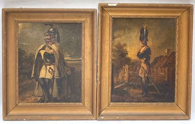 painting of two soldiers in uniform standing next to each other