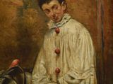 une image représentant un tableau d'un homme portant un chapeau et un oiseau sur l'épaule