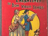 an old book with a picture of two women and a dog