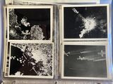 several black and white photographs of a man and a woman in space