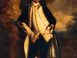 painting of a man in a military uniform holding a sword