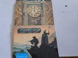 a picture of a book with a clock on it