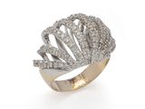 a close up of a diamond ring on a white background
