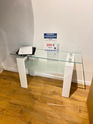 Console en métal laqué blanc et plateau verre (pv299€) - Photo 1