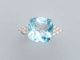 une bague aigue-marine et diamant