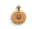 une image représentant une montre de poche en or ornée d'une couronne
