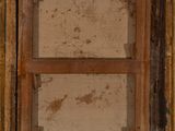 a painting of a wooden frame with a window in the middle of it